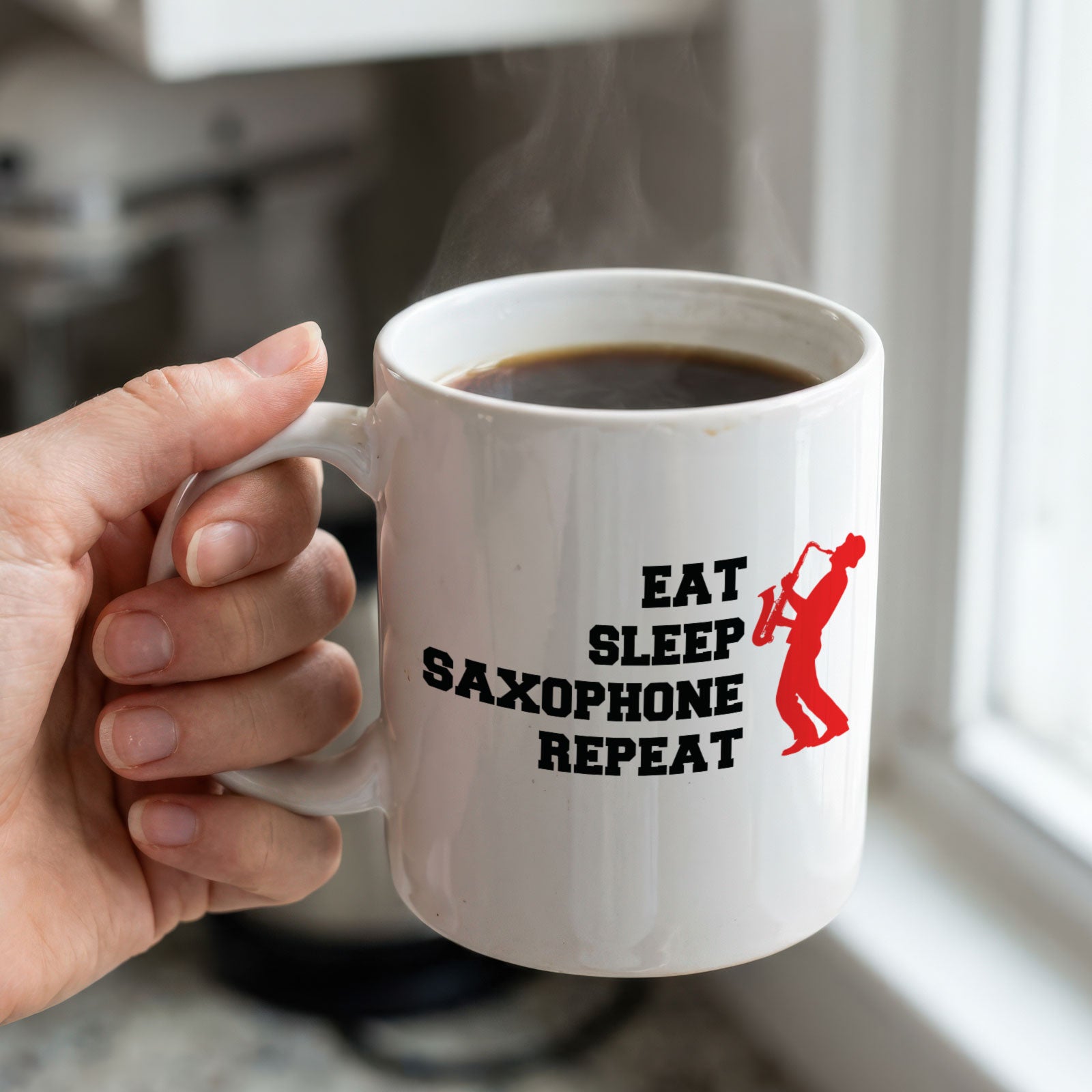 EAT SLEEP SAXOPHONE REPEAT - Mug - Funny Music Saxophonist Gift Present