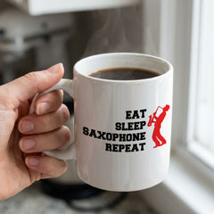 EAT SLEEP SAXOPHONE REPEAT - Mug - Funny Music Saxophonist Gift Present