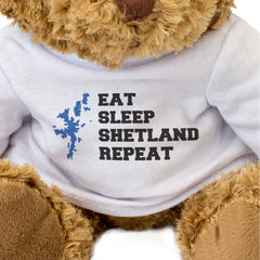 EAT SLEEP SHETLAND REPEAT - Teddy Bear - Cute - Funny Scotland Gift Present