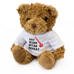 EAT SLEEP SITAR REPEAT - Teddy Bear - Cute Funny - Music Sitarist Gift Present