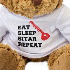 EAT SLEEP SITAR REPEAT - Teddy Bear - Cute Funny - Music Sitarist Gift Present