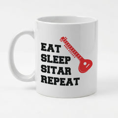 EAT SLEEP SITAR REPEAT - Mug - Funny Music Sitarist Gift Present