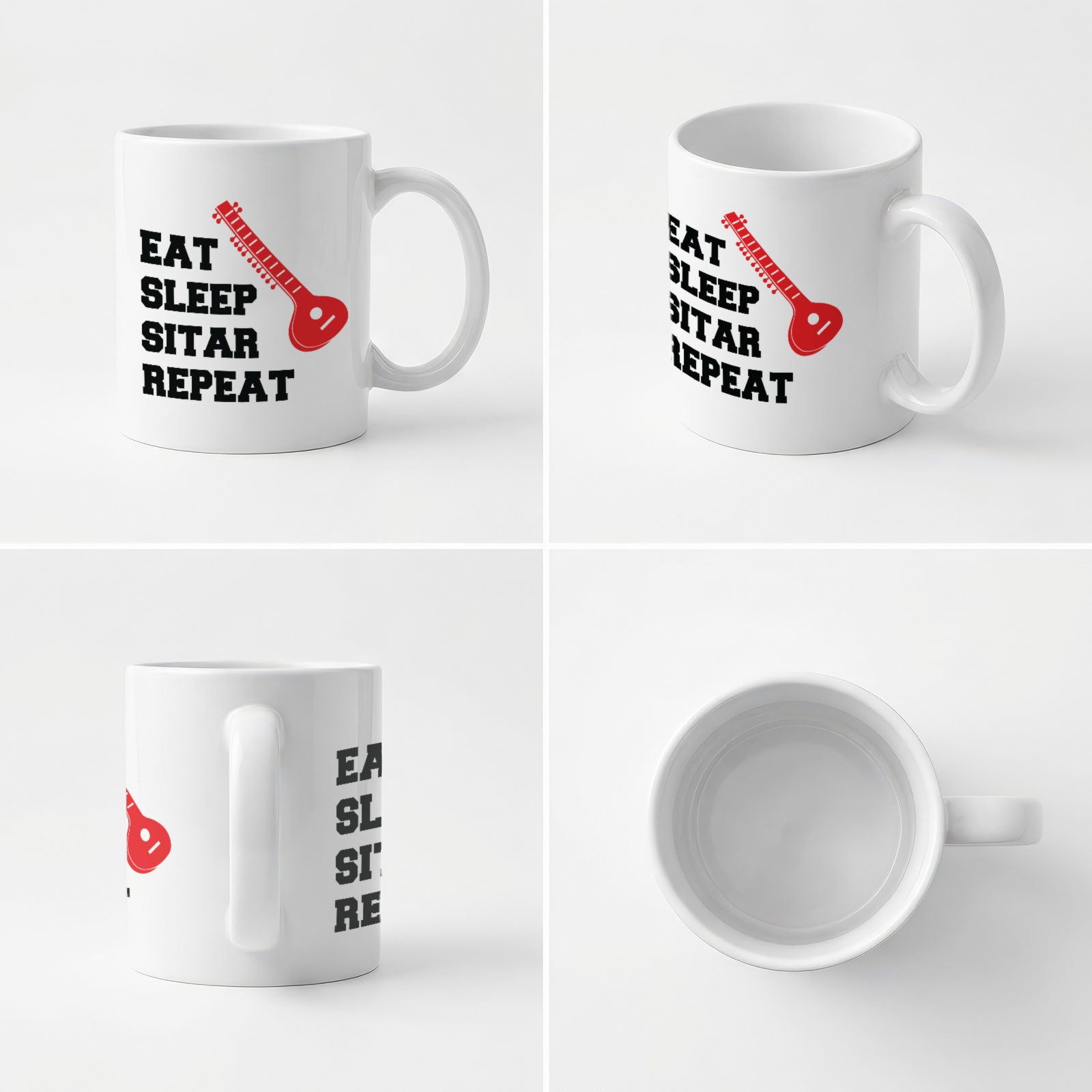 EAT SLEEP SITAR REPEAT - Mug - Funny Music Sitarist Gift Present