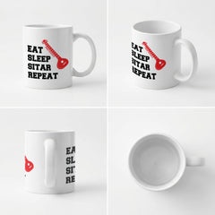 EAT SLEEP SITAR REPEAT - Mug - Funny Music Sitarist Gift Present