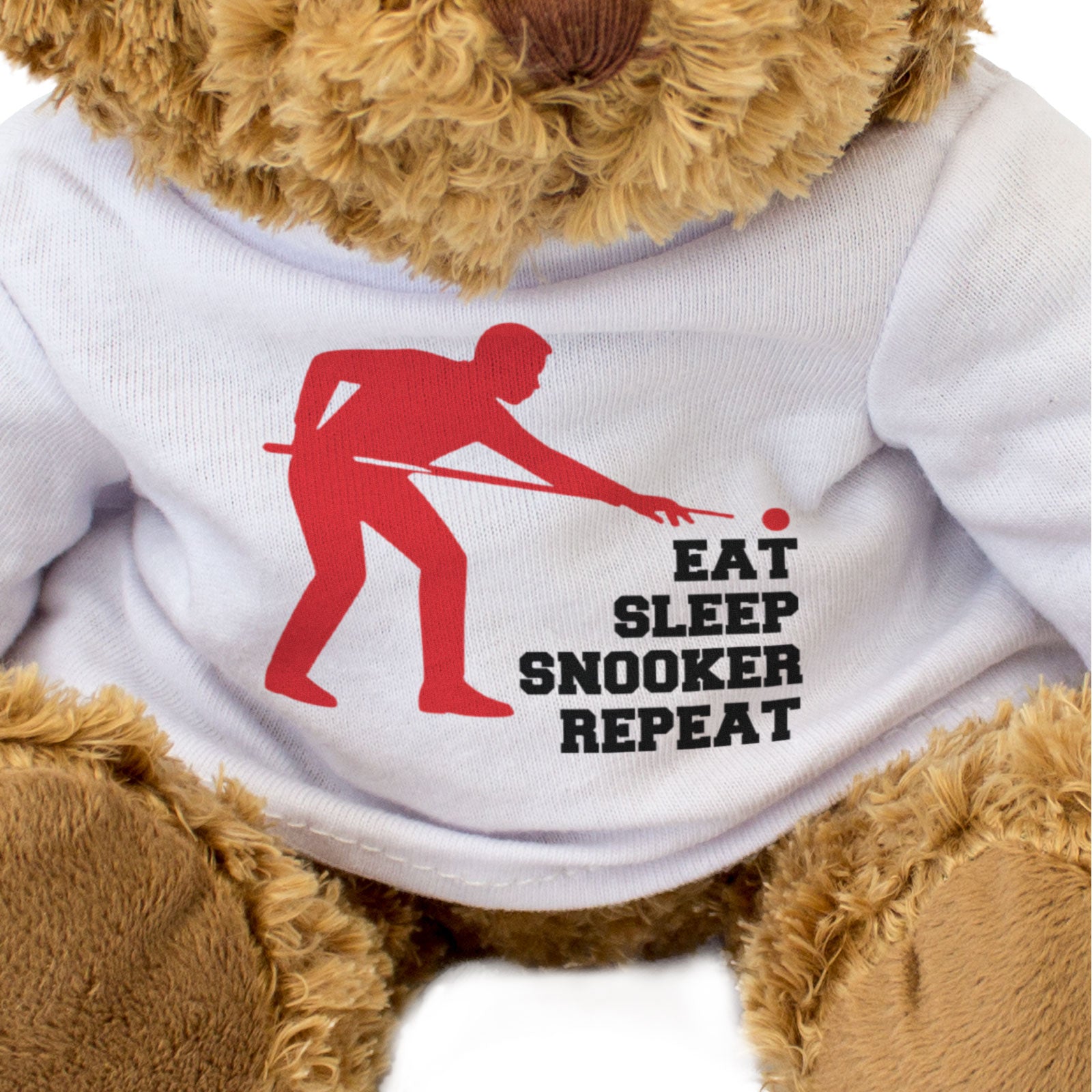 EAT SLEEP SNOOKER REPEAT - Teddy Bear - Cute Cuddly Soft - Funny Gift Present