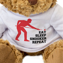EAT SLEEP SNOOKER REPEAT - Teddy Bear - Cute Cuddly Soft - Funny Gift Present