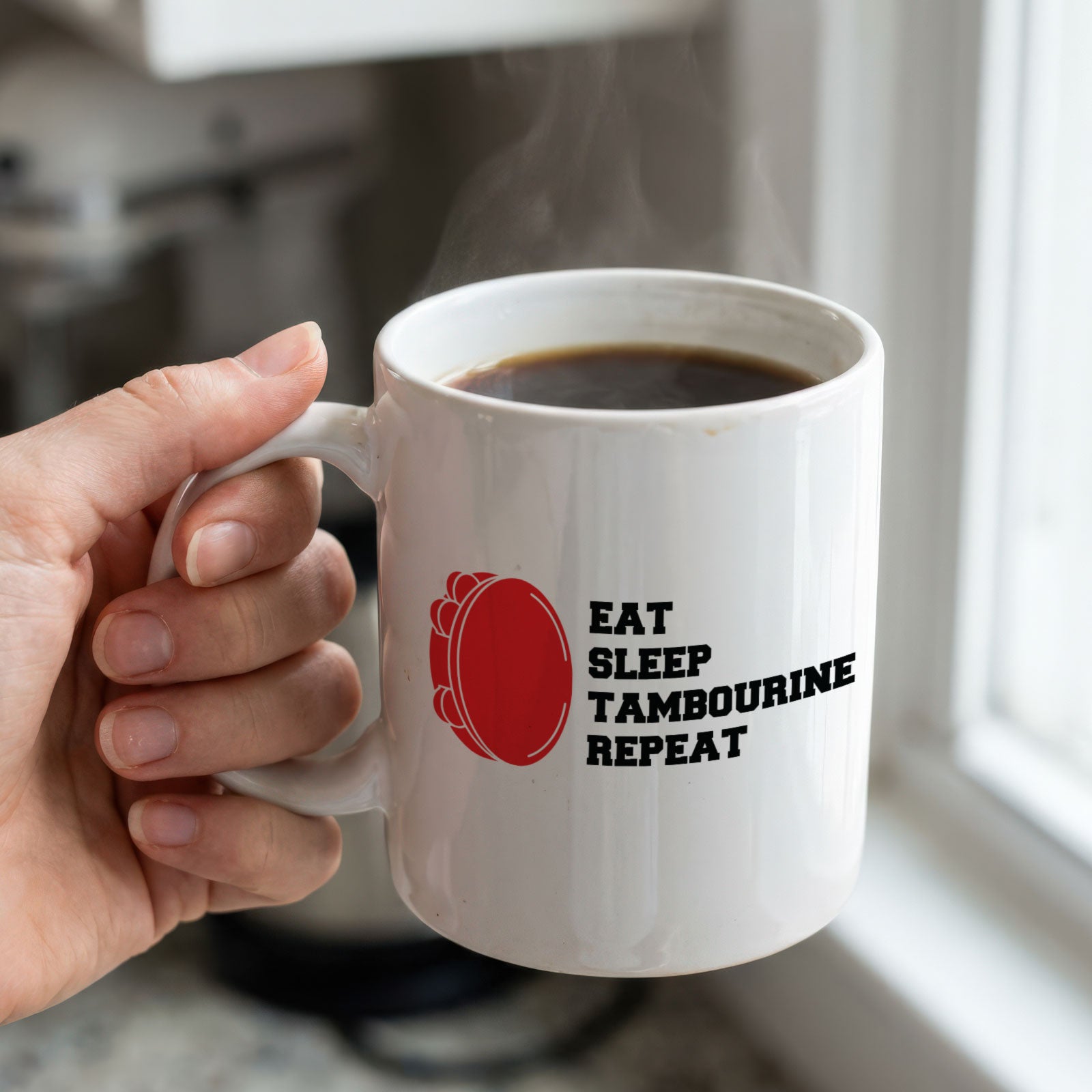 EAT SLEEP TAMBOURINE REPEAT - Mug - Funny Music Tambourinist Gift Present