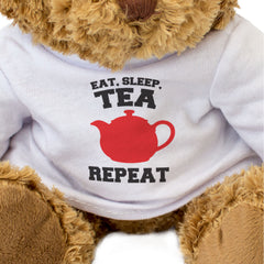 EAT SLEEP TEA REPEAT (TEAPOT) - Teddy Bear - Cute Cuddly - Funny Gift Present