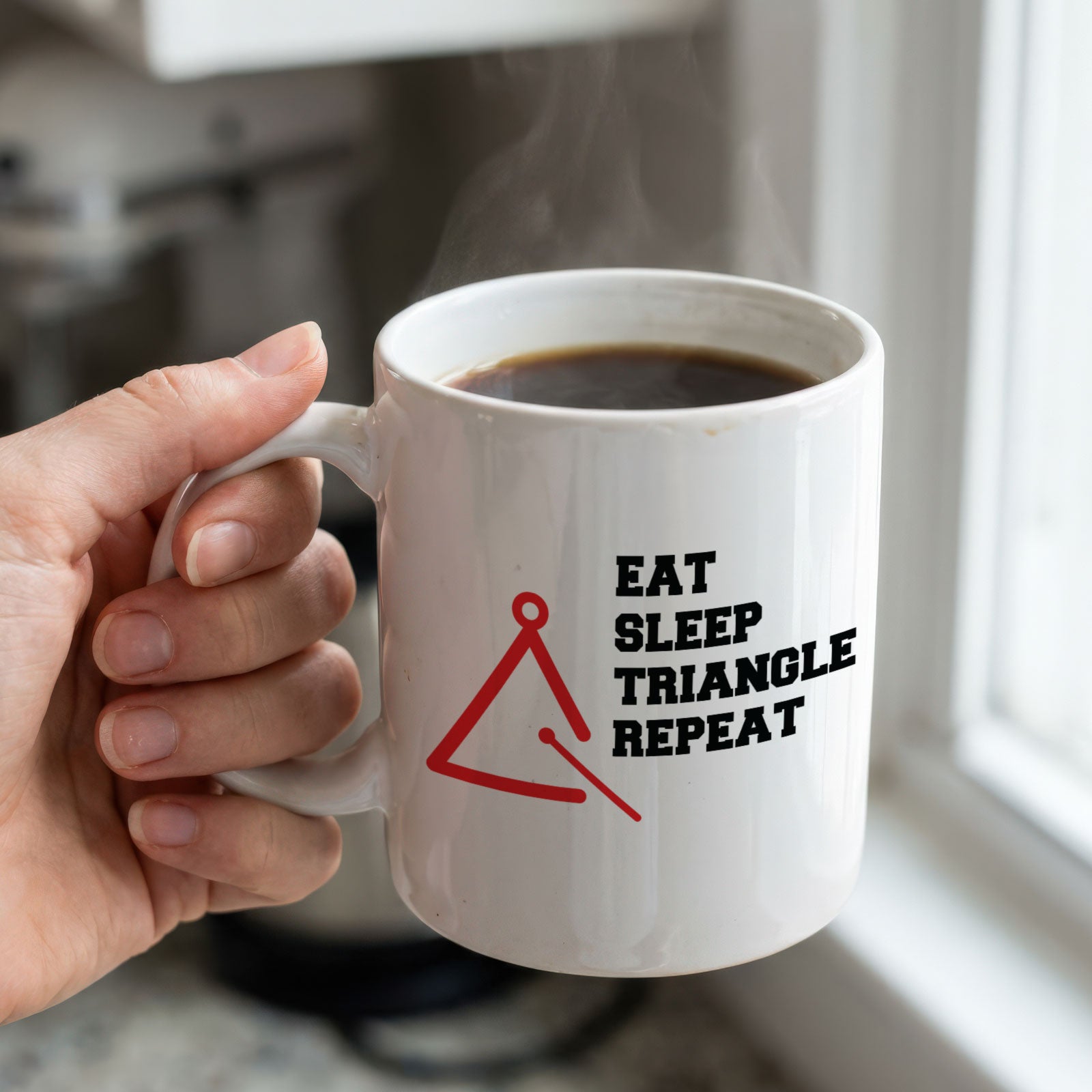EAT SLEEP TRIANGLE REPEAT - Mug - Funny Music Triangle Instrument Gift Present