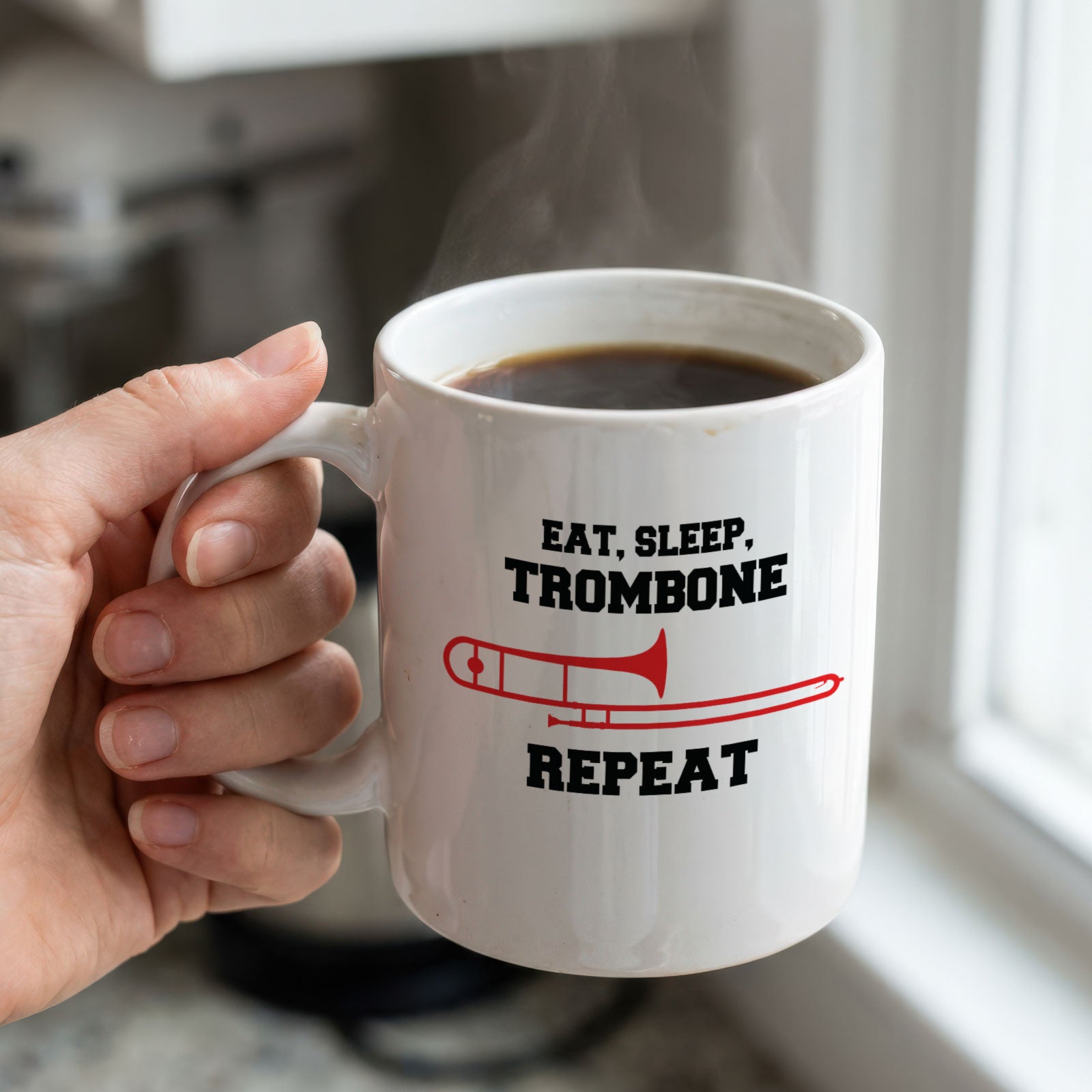 EAT SLEEP TROMBONE REPEAT - Mug - Funny Music Trombonist Gift Present