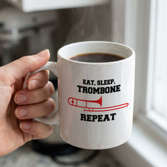 EAT SLEEP TROMBONE REPEAT - Mug - Funny Music Trombonist Gift Present