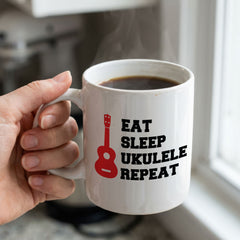 EAT SLEEP UKULELE REPEAT - Mug - Funny Music Gift Present