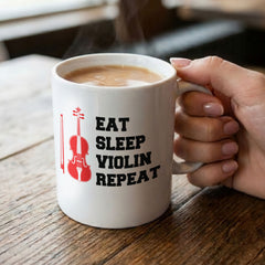 EAT SLEEP VIOLIN REPEAT - Mug - Funny Music Violinist Gift Present