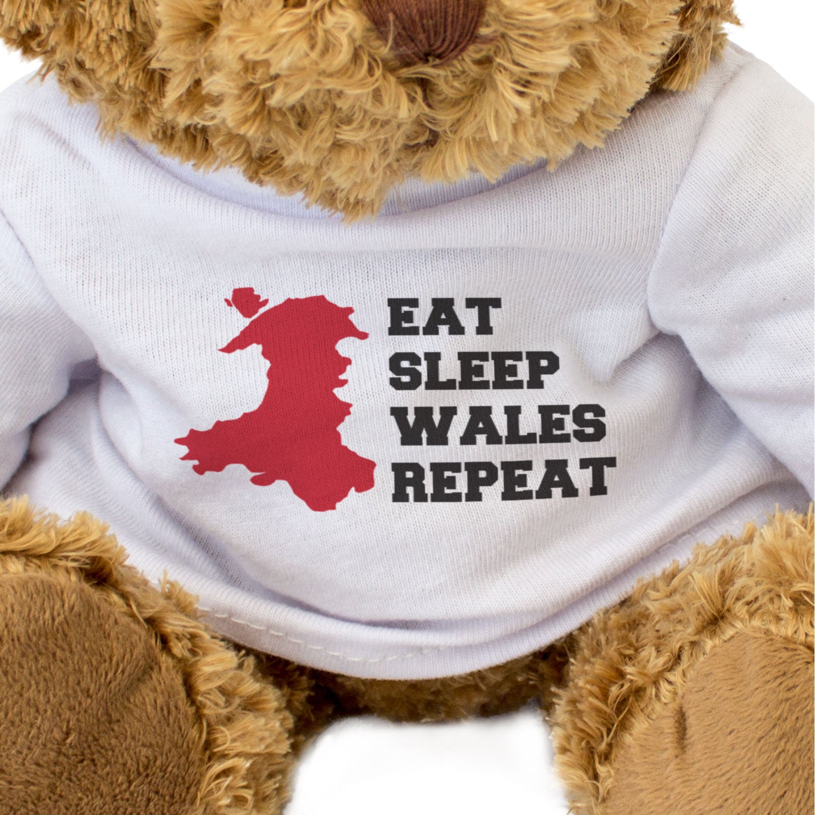 EAT SLEEP WALES REPEAT - Teddy Bear - Cute Cuddly - Funny Welsh Gift Present