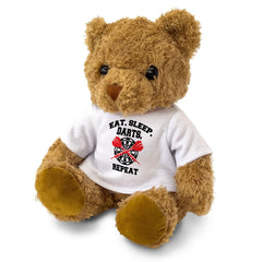 EAT SLEEP DARTS REPEAT - Teddy Bear - Cute Cuddly Soft Adorable - Gift Present