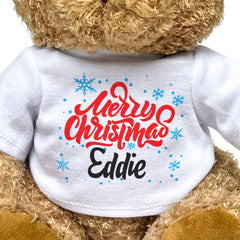 MERRY CHRISTMAS EDDIE - Teddy Bear - Cute Cuddly Soft - Xmas Gift Present