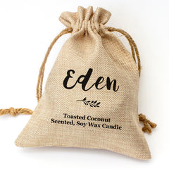 Eden personalised toasted coconut candle gift set