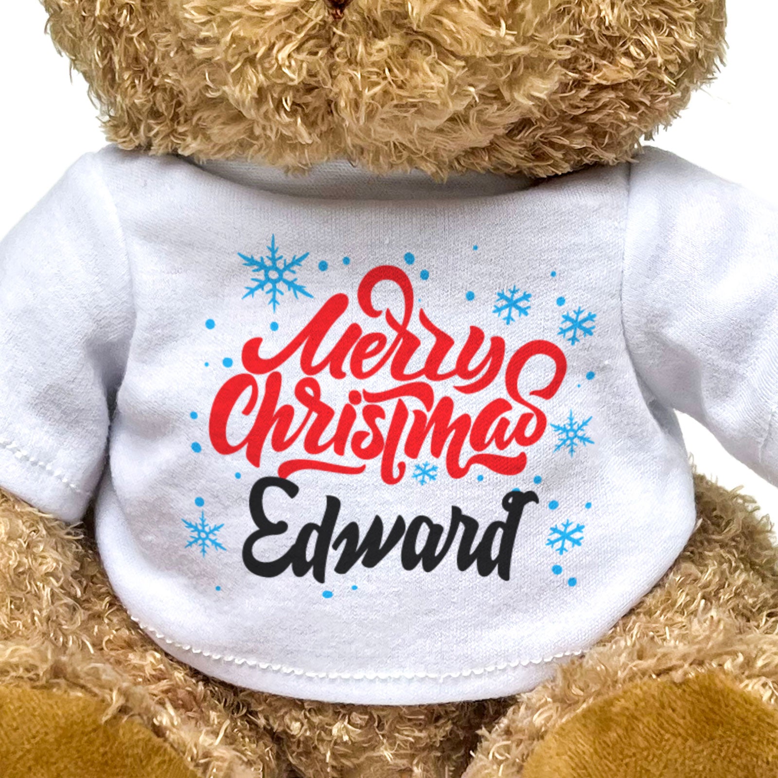 MERRY CHRISTMAS EDWARD - Teddy Bear - Cute Cuddly Soft - Xmas Gift Present