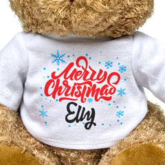 MERRY CHRISTMAS ELLY - Teddy Bear - Cute Cuddly Soft - Xmas Gift Present
