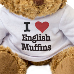 I LOVE ENGLISH MUFFINS - Teddy Bear - Cute Cuddly Soft Adorable - Gift Present