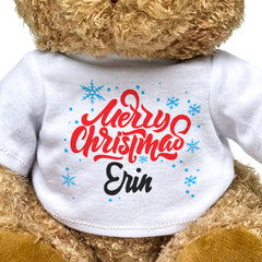 MERRY CHRISTMAS ERIN - Teddy Bear - Cute Cuddly Soft - Xmas Gift Present