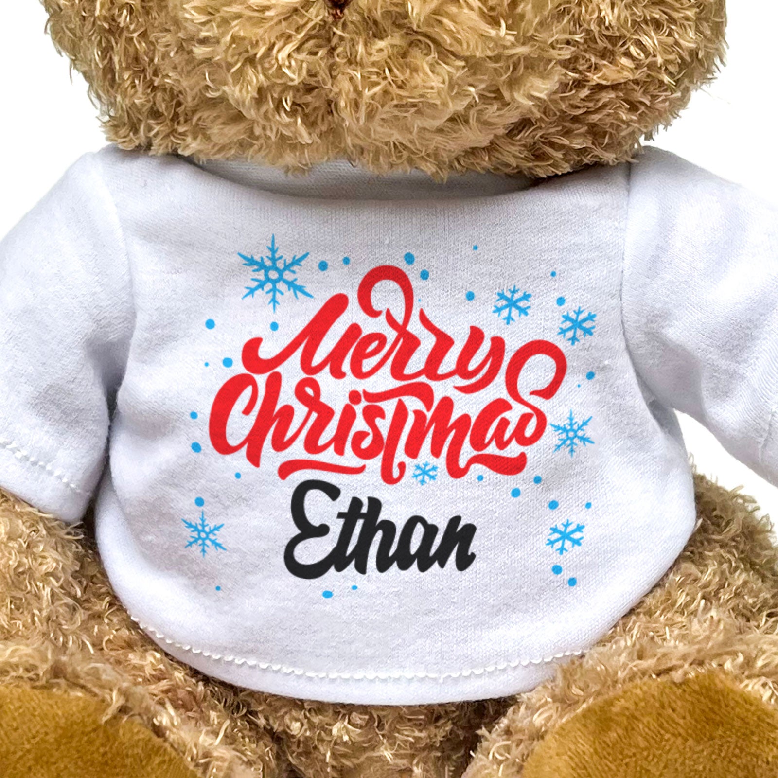 MERRY CHRISTMAS ETHAN - Teddy Bear - Cute Cuddly Soft - Xmas Gift Present