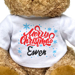MERRY CHRISTMAS EWEN - Teddy Bear - Cute Cuddly Soft - Xmas Gift Present