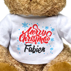 MERRY CHRISTMAS FABIEN - Teddy Bear - Cute Cuddly Soft - Xmas Gift Present