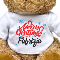 MERRY CHRISTMAS FABRIZIA - Teddy Bear - Cute Cuddly Soft - Xmas Gift Present