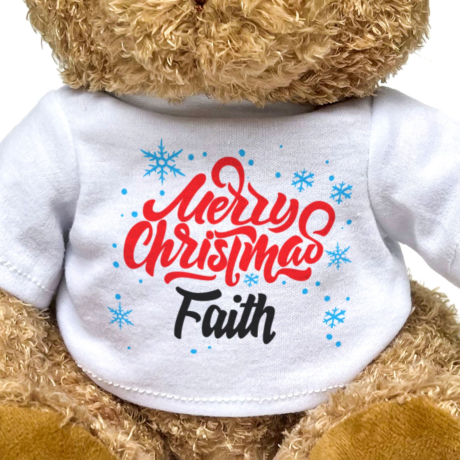 MERRY CHRISTMAS FAITH - Teddy Bear - Cute Cuddly Soft - Xmas Gift Present