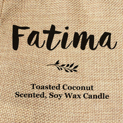 Fatima personalised faux-burlap candle gift bag