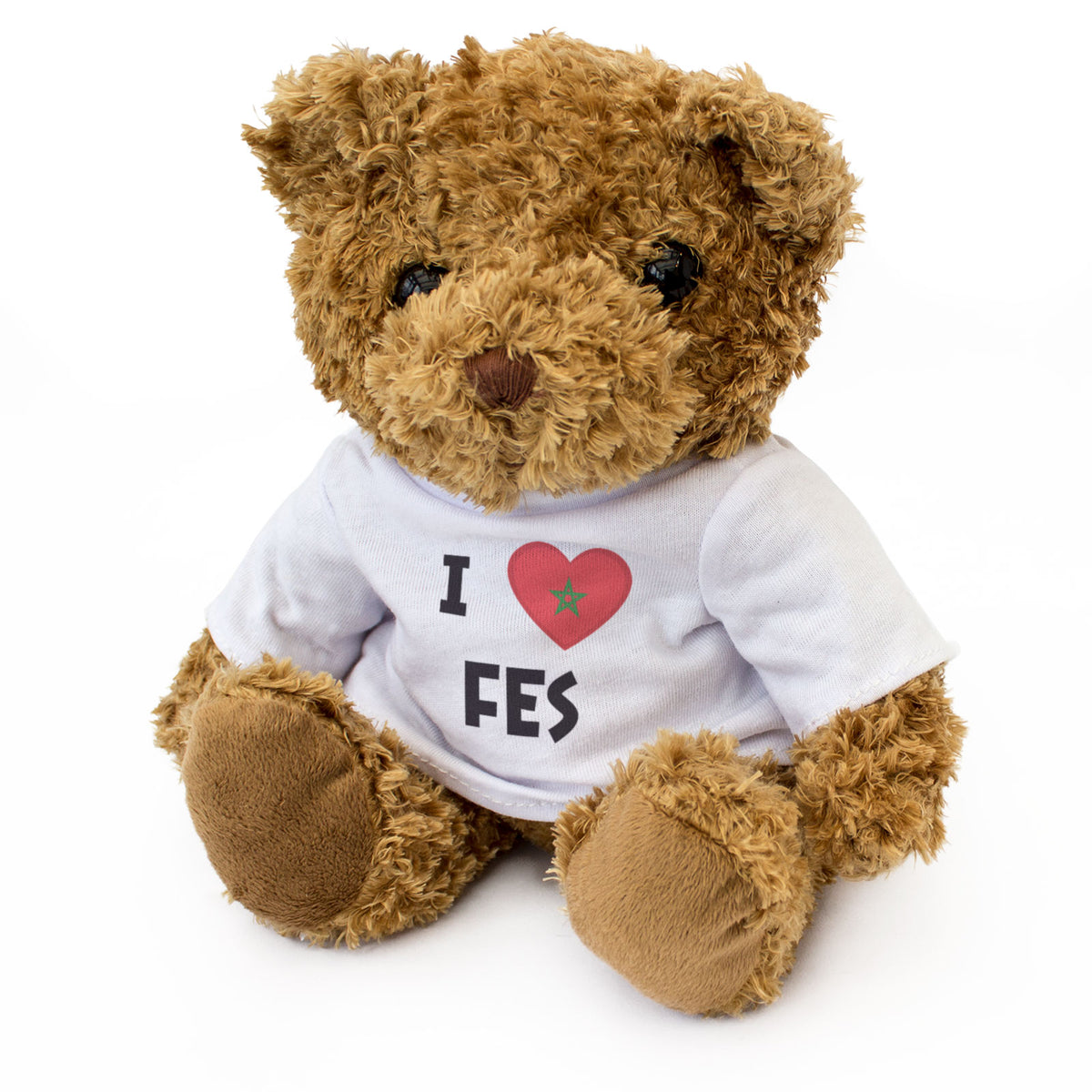 I LOVE FES (MOROCCO FLAG) - Teddy Bear - Cute Cuddly Soft - Gift Present
