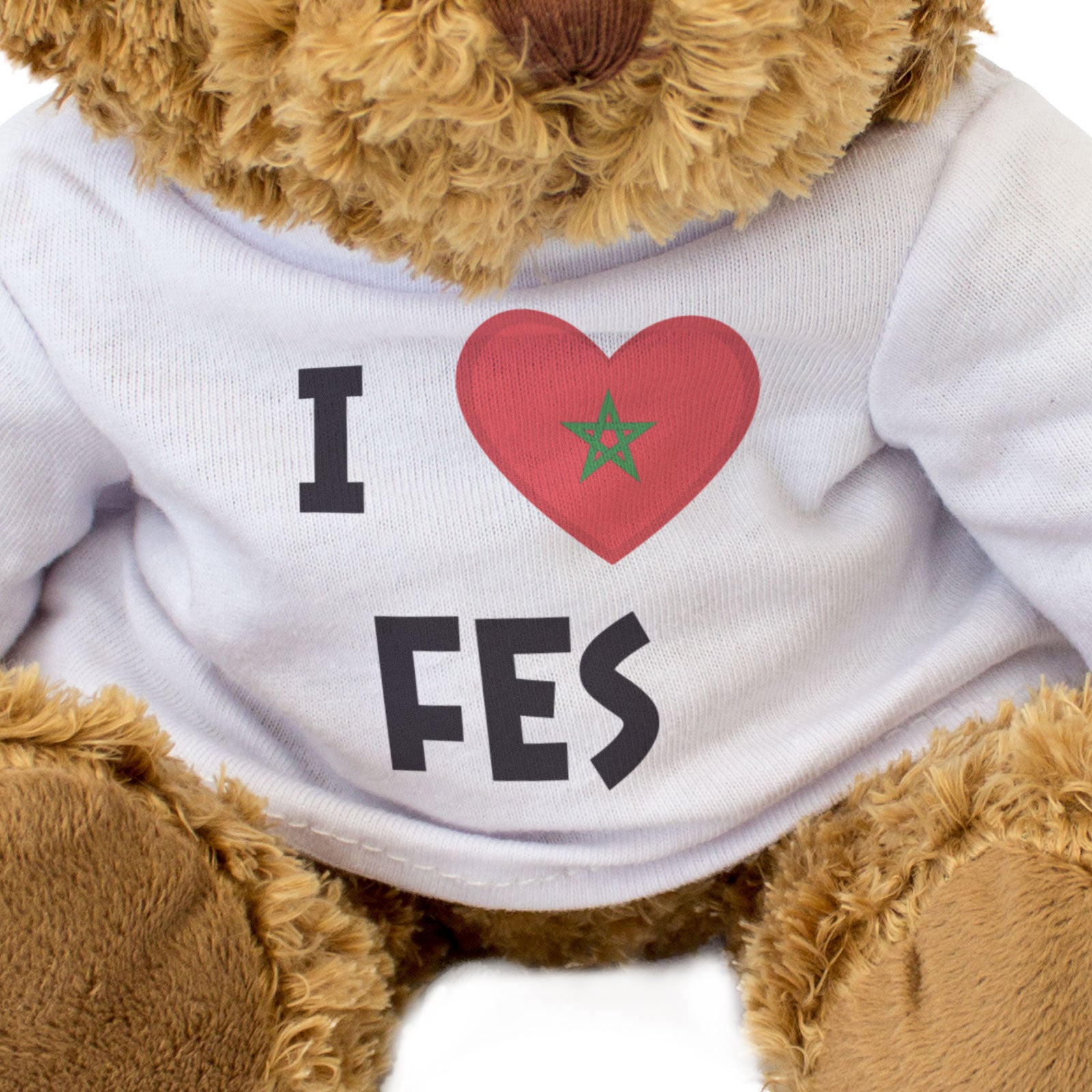 I LOVE FES (MOROCCO FLAG) - Teddy Bear - Cute Cuddly Soft - Gift Present