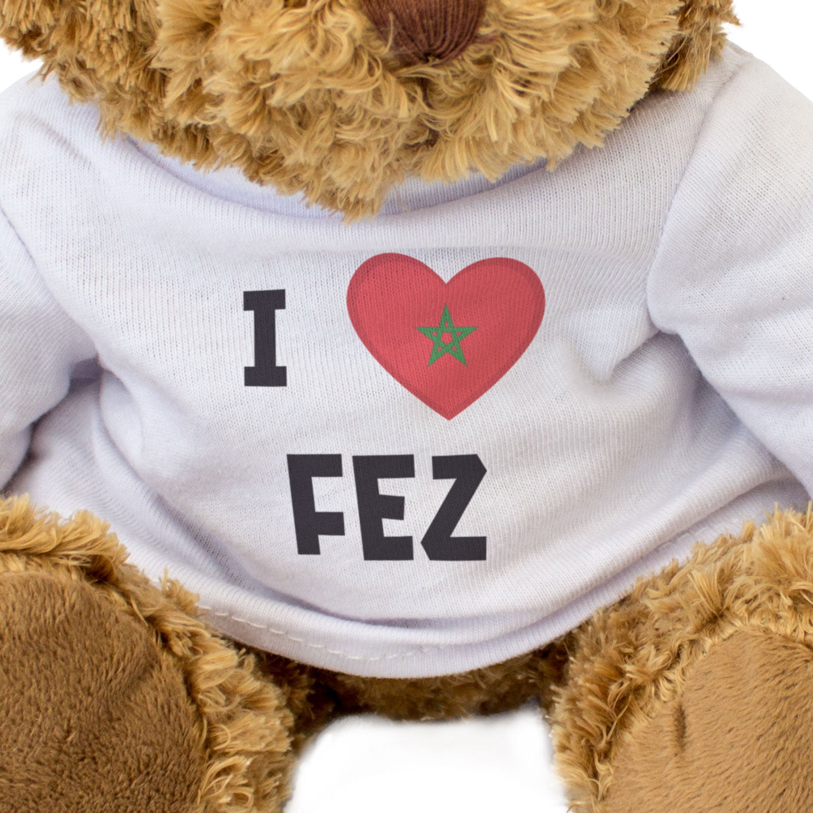 I LOVE FEZ (MOROCCO FLAG) - Teddy Bear - Cute Cuddly Soft - Gift Present