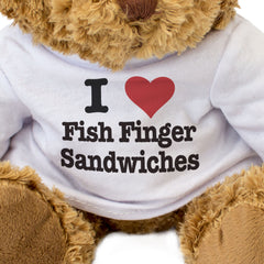 I LOVE FISH FINGER SANDWICHES - Teddy Bear - Cute Cuddly Soft - Gift Present
