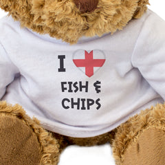 I LOVE FISH & CHIPS (ENGLAND FLAG) - Teddy Bear - Cute - Funny Gift Present