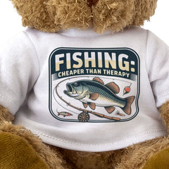 FISHING: CHEAPER THAN THERAPY - Teddy Bear - Cute Cuddly - Funny Gift Present