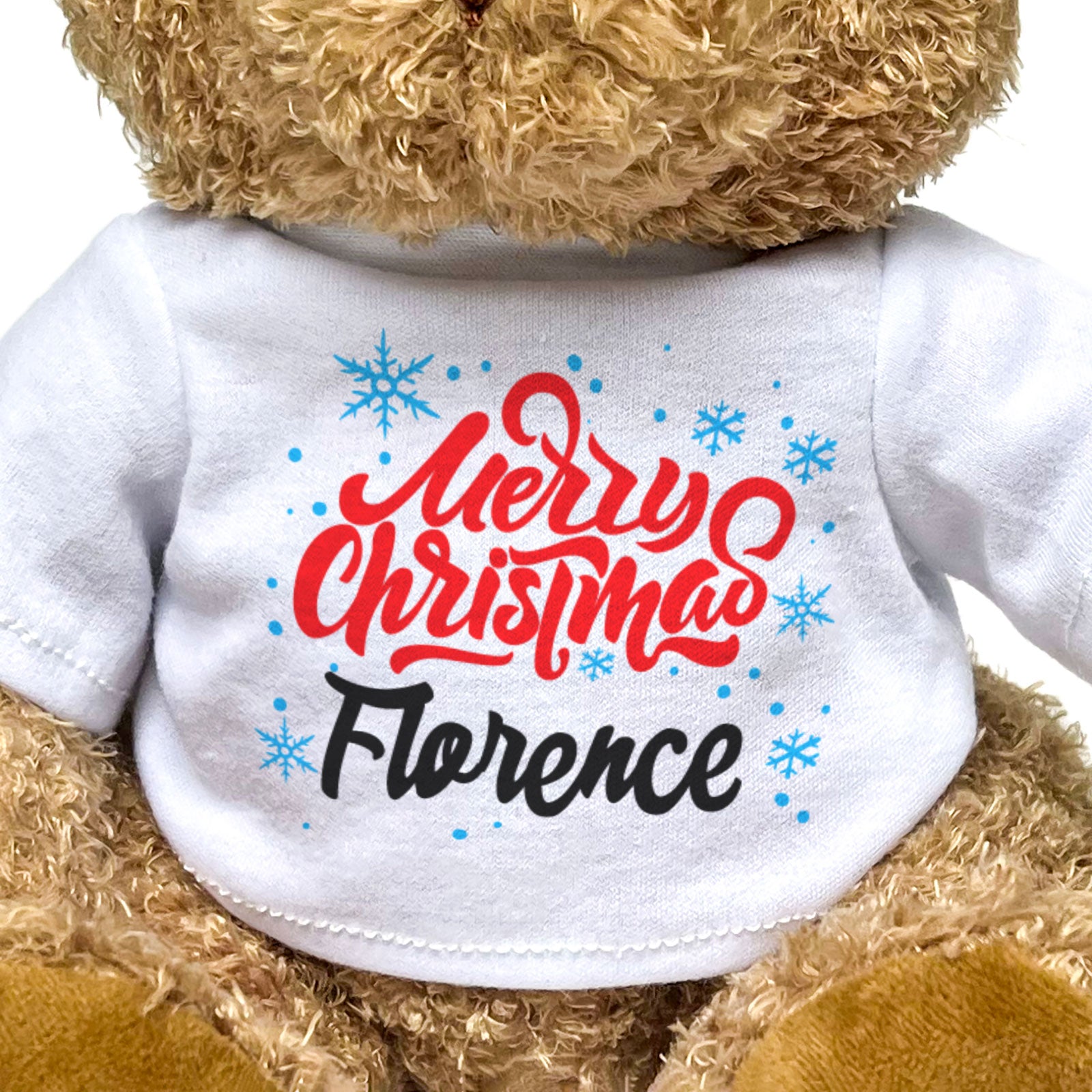 MERRY CHRISTMAS FLORENCE - Teddy Bear - Cute Cuddly Soft - Xmas Gift Present