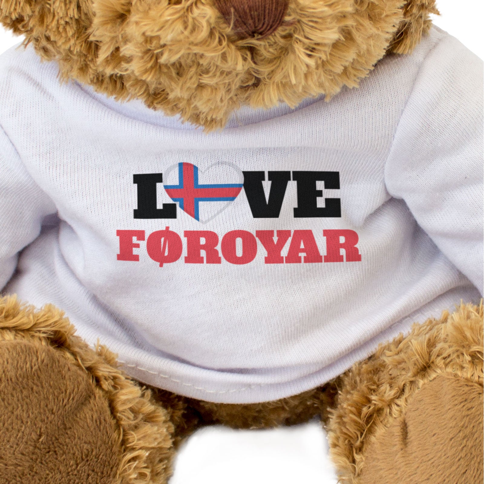 LOVE FØROYAR (FLAG HEART) - Teddy Bear - Faroe Islands Souvenir Gift Present