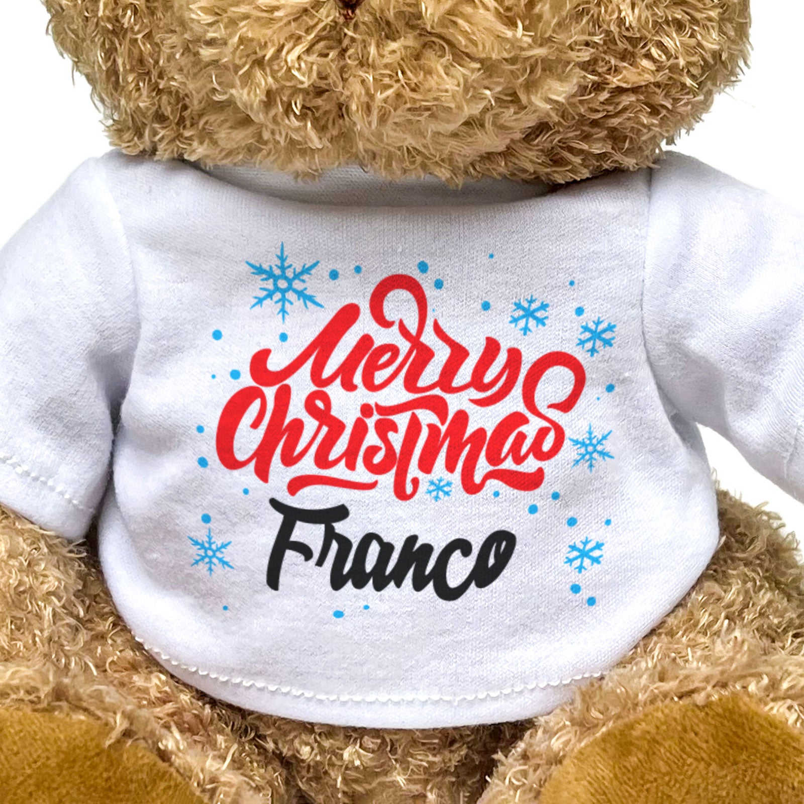 MERRY CHRISTMAS FRANCO - Teddy Bear - Cute Cuddly Soft - Xmas Gift Present