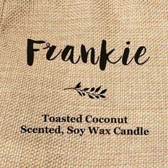 Frankie personalised faux-burlap candle gift bag