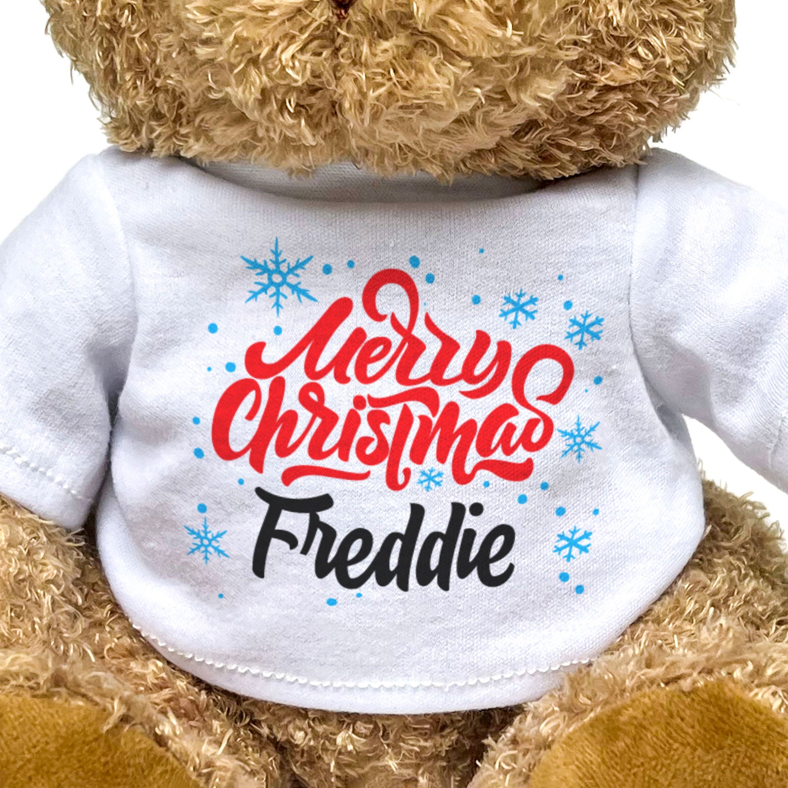 MERRY CHRISTMAS FREDDIE - Teddy Bear - Cute Cuddly Soft - Xmas Gift Present