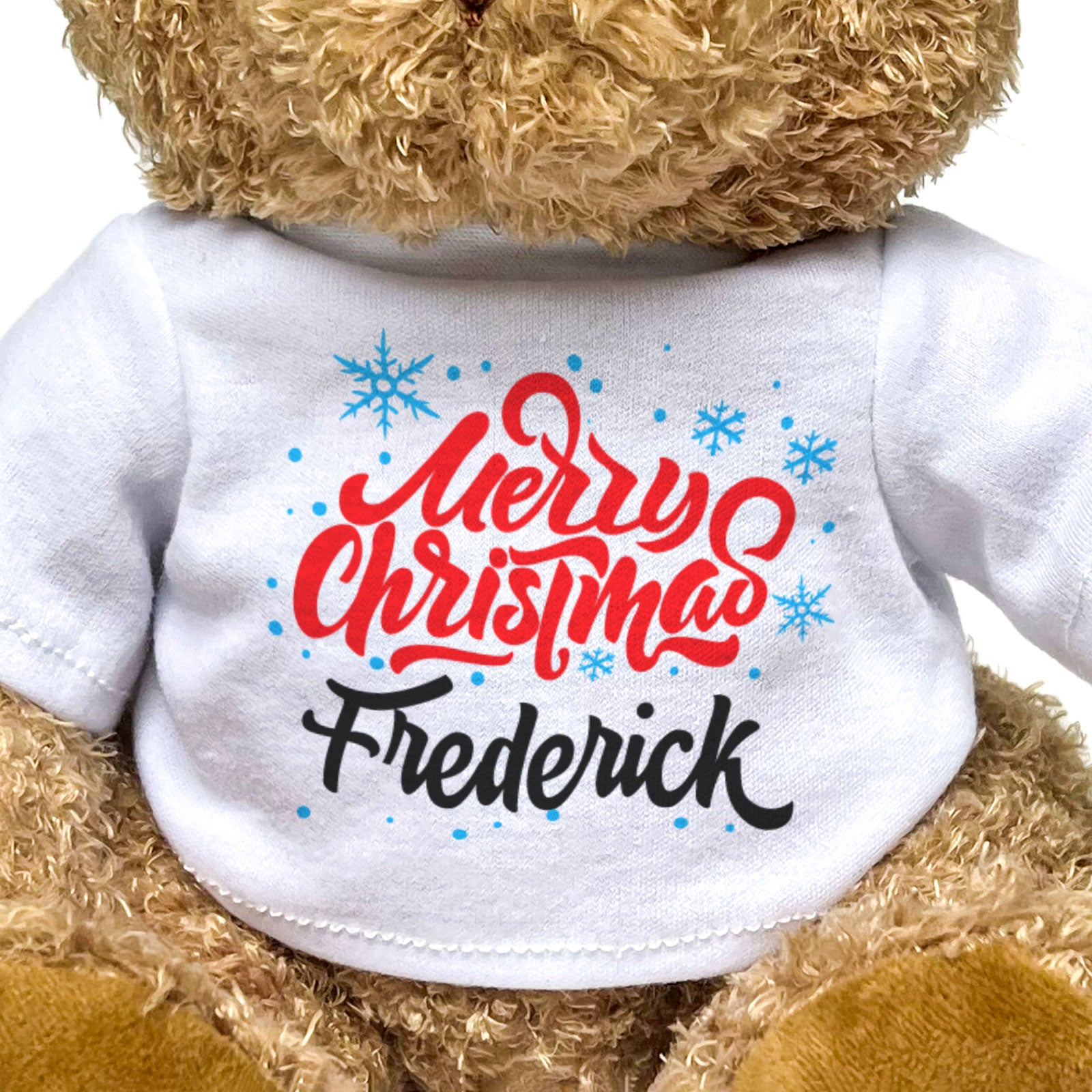 MERRY CHRISTMAS FREDERICK - Teddy Bear - Cute Cuddly Soft - Xmas Gift Present