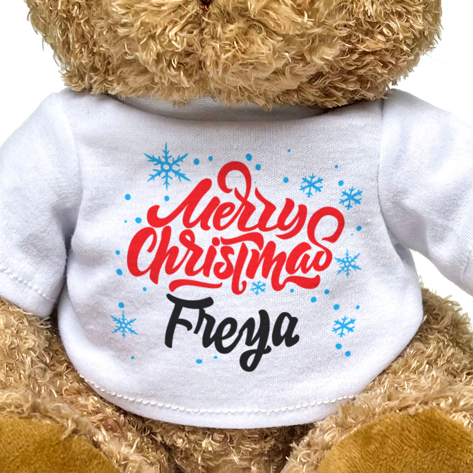 MERRY CHRISTMAS FREYA - Teddy Bear - Cute Cuddly Soft - Xmas Gift Present