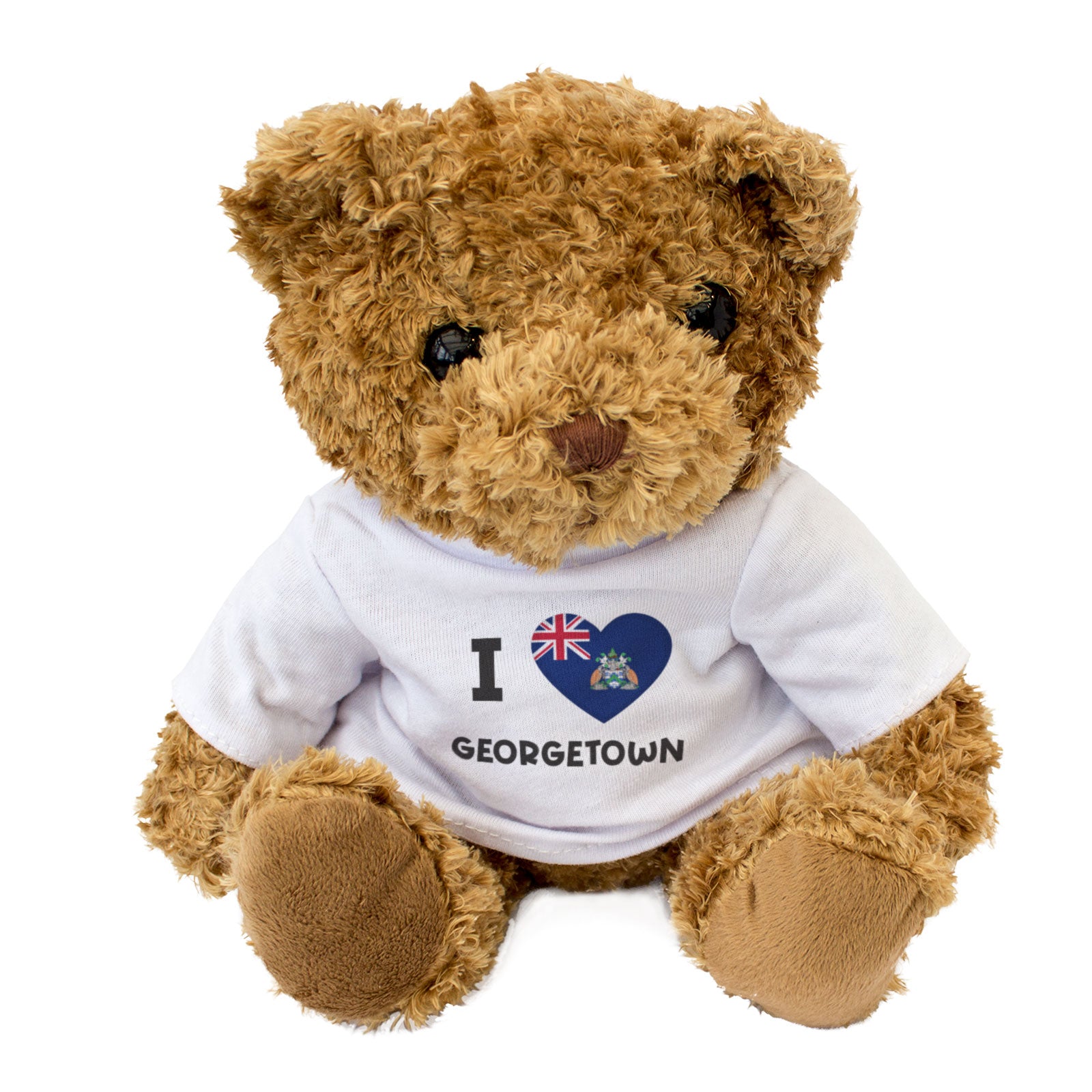 I LOVE GEORGETOWN (ASCENSION ISLAND FLAG) - Teddy Bear - Souvenir Gift Present