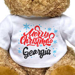 MERRY CHRISTMAS GEORGIA - Teddy Bear - Cute Cuddly Soft - Xmas Gift Present