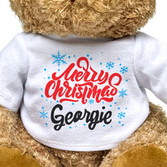 MERRY CHRISTMAS GEORGIE - Teddy Bear - Cute Cuddly Soft - Xmas Gift Present