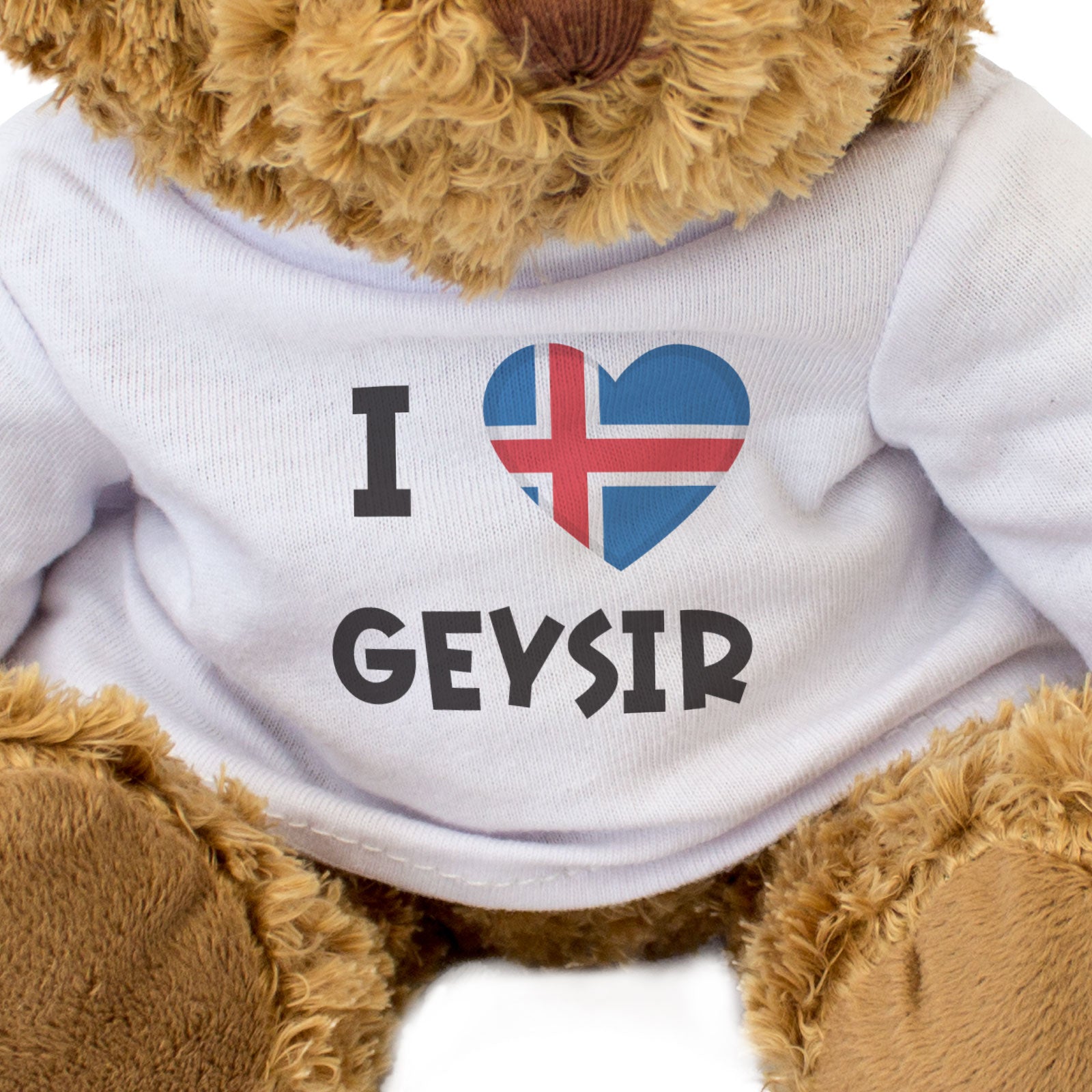 I LOVE GEYSIR (ICELAND FLAG) - Teddy Bear - Cute Funny Souvenir Gift Present