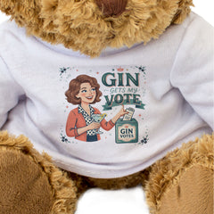 GIN GETS MY VOTE - Teddy Bear - Cute Cuddly Soft Adorable - Funny Gift Present