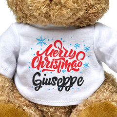 MERRY CHRISTMAS GIUSEPPE - Teddy Bear - Cute Cuddly Soft - Xmas Gift Present